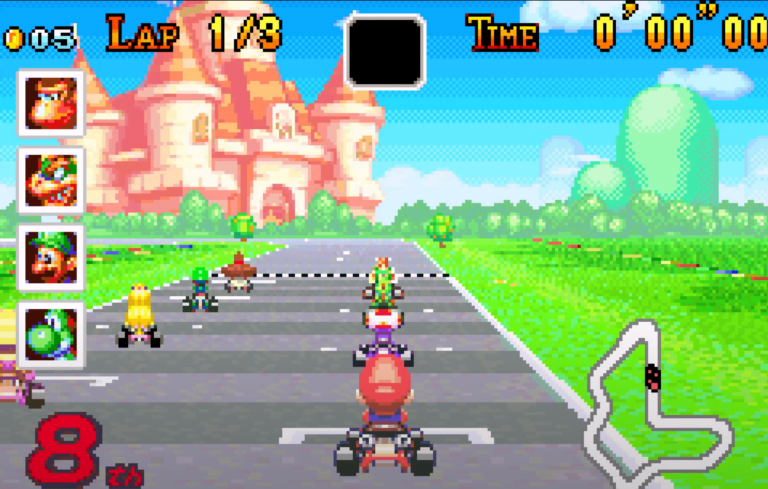 mGBA emulator playing Mario Kart: Super Circuit